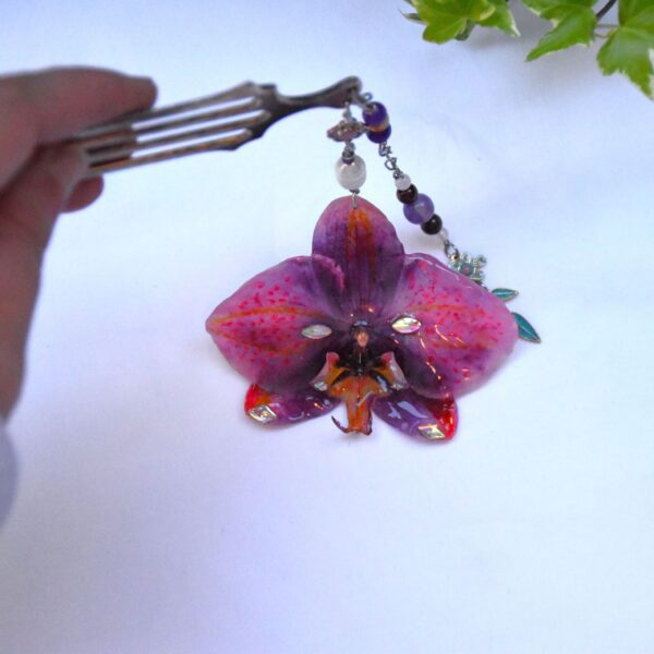 Painted Purple Orchid — Trident Hair Fork