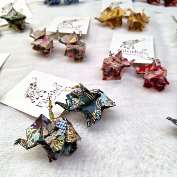 Origami Elephant â Drop Earrings