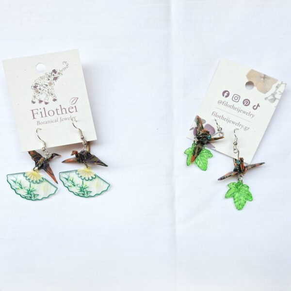 Origami Bird â Drop Earrings with Charm