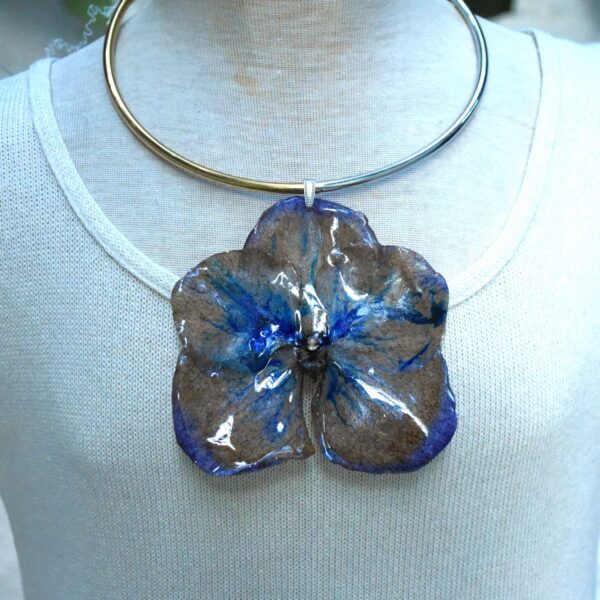Giant Iridescent Blue Vanda — Choker Necklace
