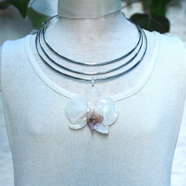 White Orchid — Triple Bar Choker Necklace