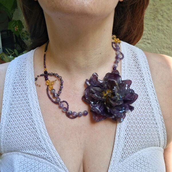 Purple Tulip — Asymmetric Statement Necklace