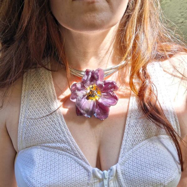 Purple Tulip — Triple Chain Choker Necklace